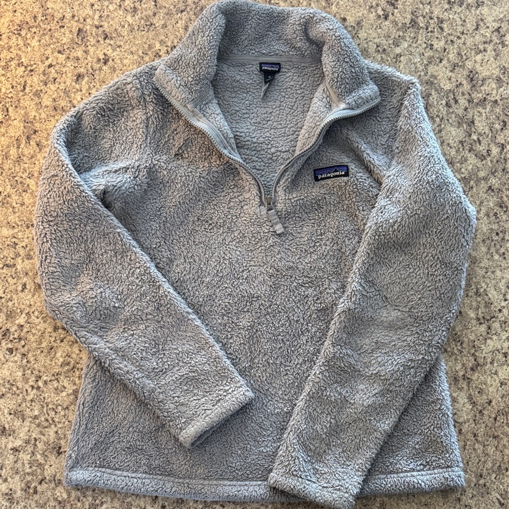 Patagonia Light Gray Sherpa Quarter-Zip Pullover